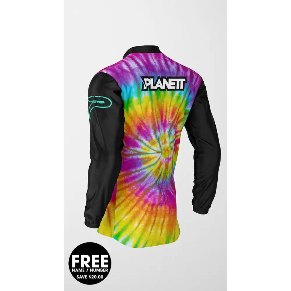 Tie-dye long-sleeved shirt.