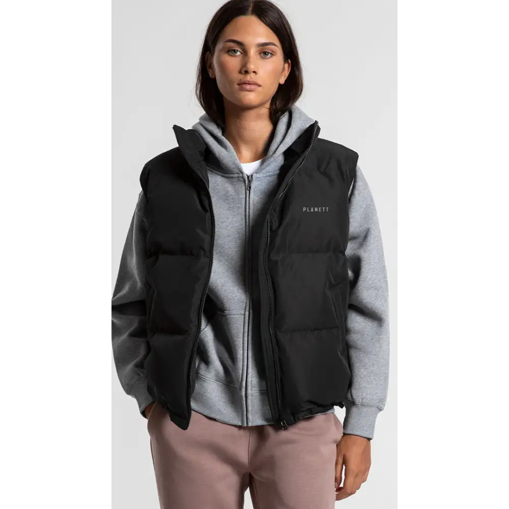 Black puffer vest.