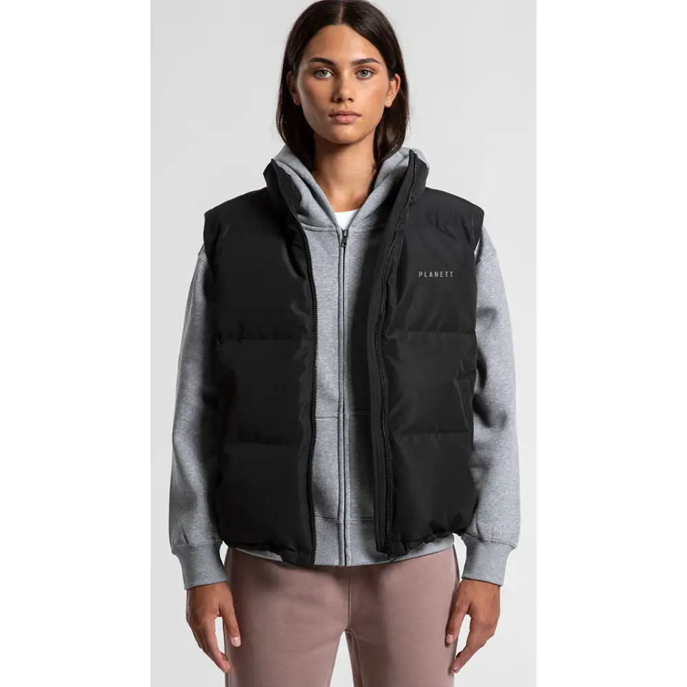 Black puffer vest.