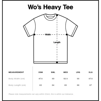 T-shirt sizing chart.