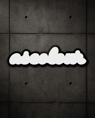 Script Sticker 1517 blank product on dark industrial concrete background