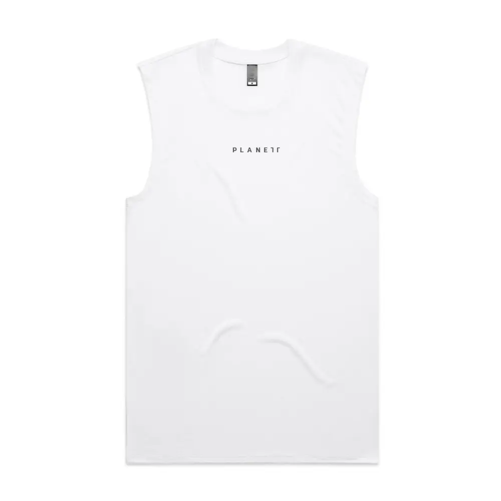 White sleeveless shirt.