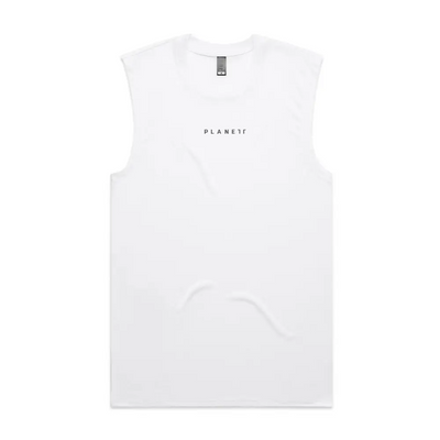 White sleeveless shirt.