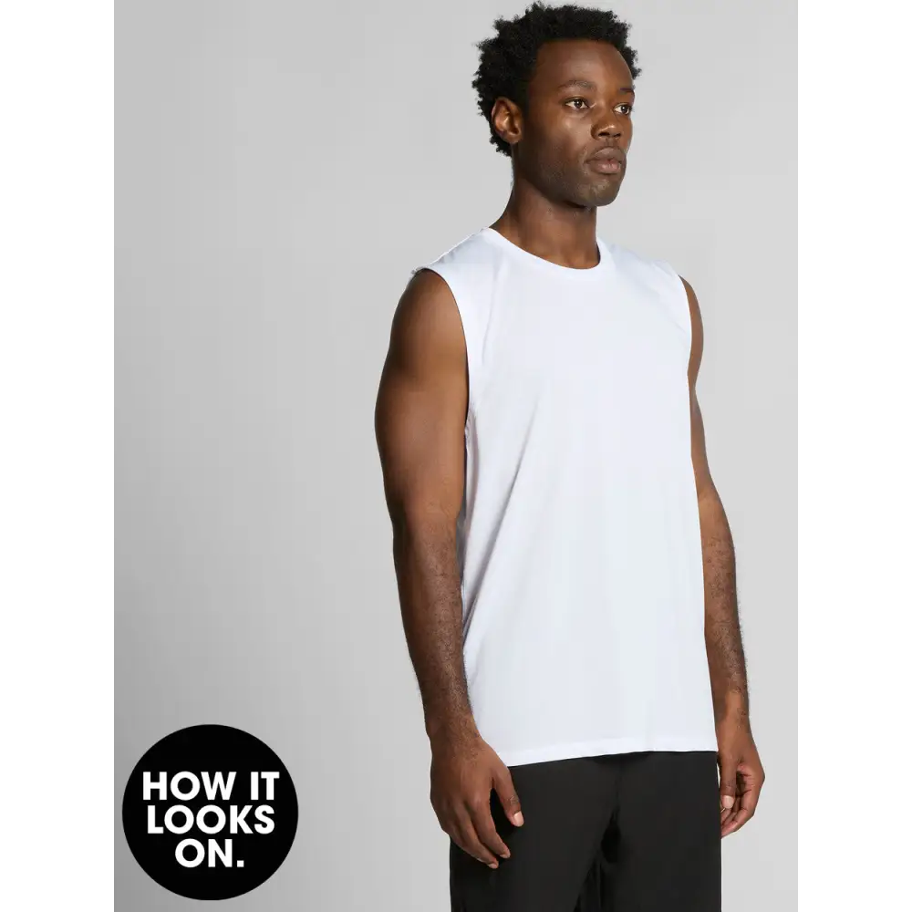 White sleeveless athletic shirt.