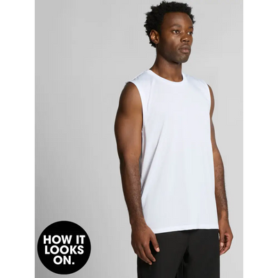 White sleeveless athletic shirt.