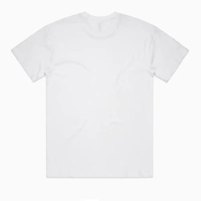 White short-sleeved t-shirt.