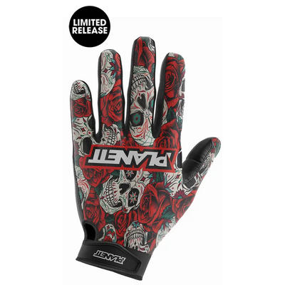 Skull and rose patterned paintball glove.