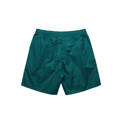 Emerald green swim trunks.