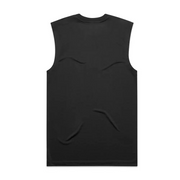 Black sleeveless shirt with textured design.