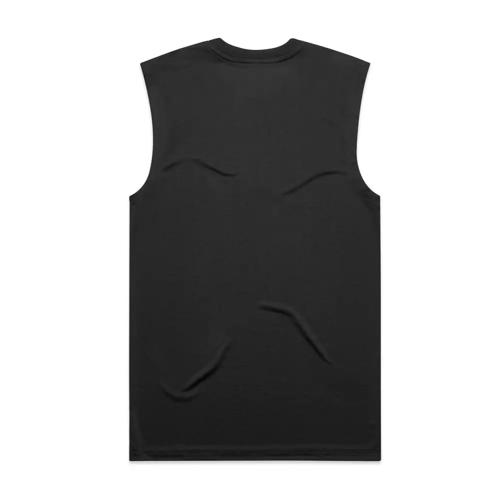 Black sleeveless shirt with textured design.