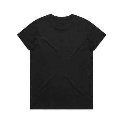 Black short-sleeved t-shirt.