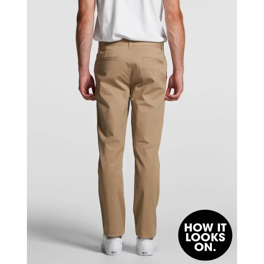 Khaki-colored men’s pants.