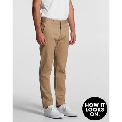 Khaki-colored men’s pants.