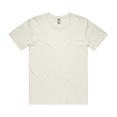 Cream-colored v-neck t-shirt with short sleeves and a relaxed fit.