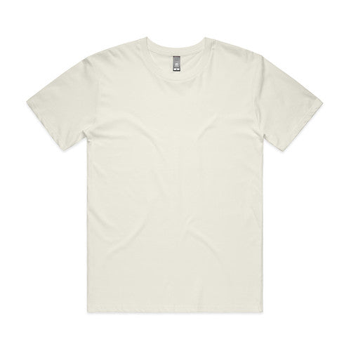Cream-colored v-neck t-shirt with short sleeves and a relaxed fit.