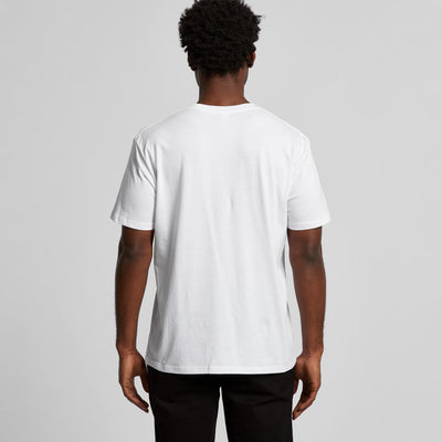 White t-shirt with black graphic design on back, nike brand.