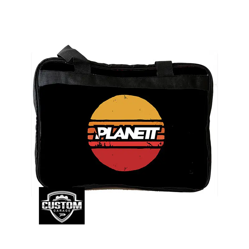 Black bag with a retro sun design.