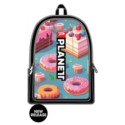 Backpack with dessert pattern.