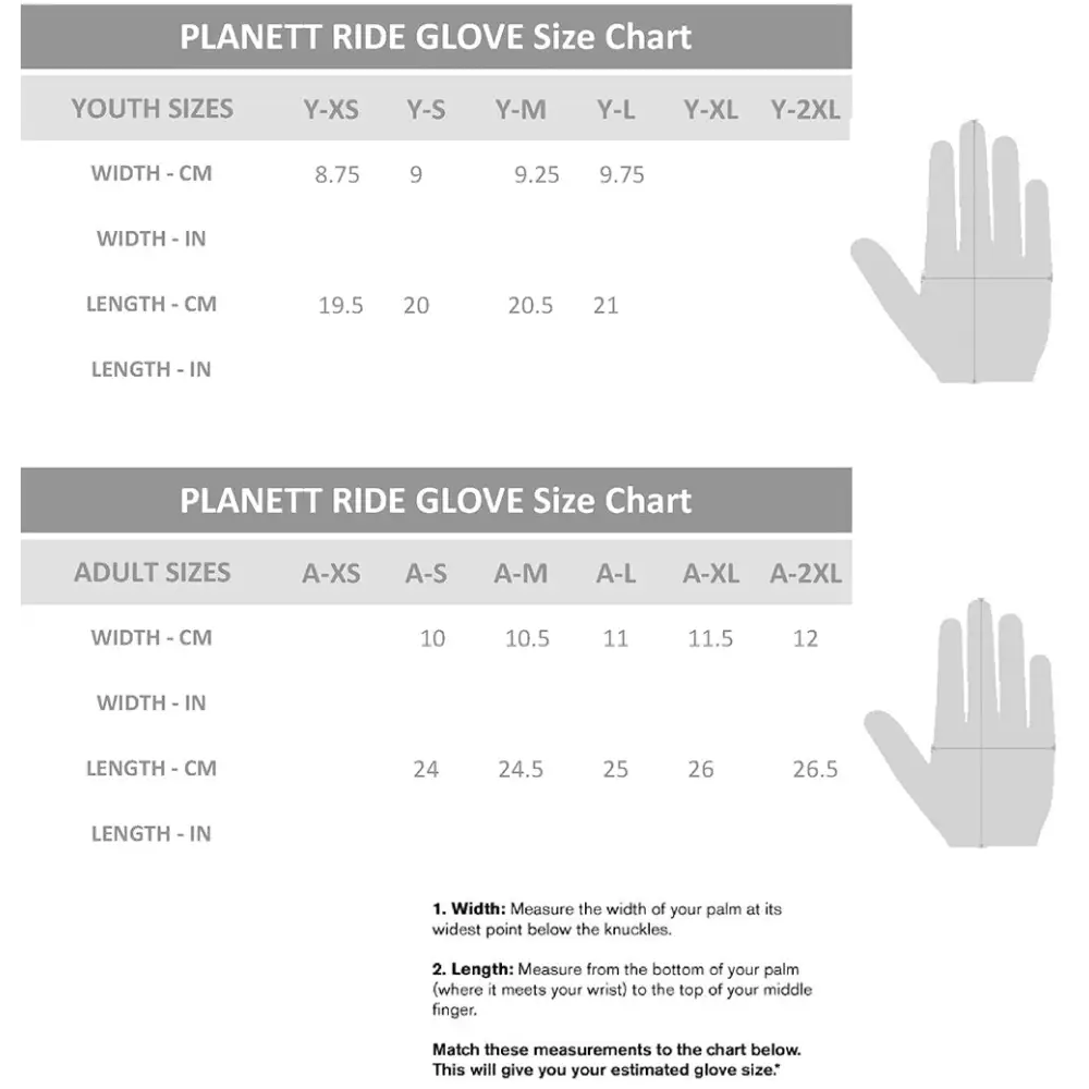 Glove size chart.