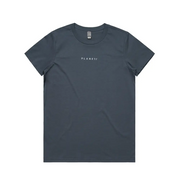 Gray crew neck t-shirt.