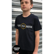 Boy’s black t-shirt with logo.