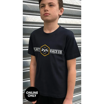 Boy’s black t-shirt with logo.