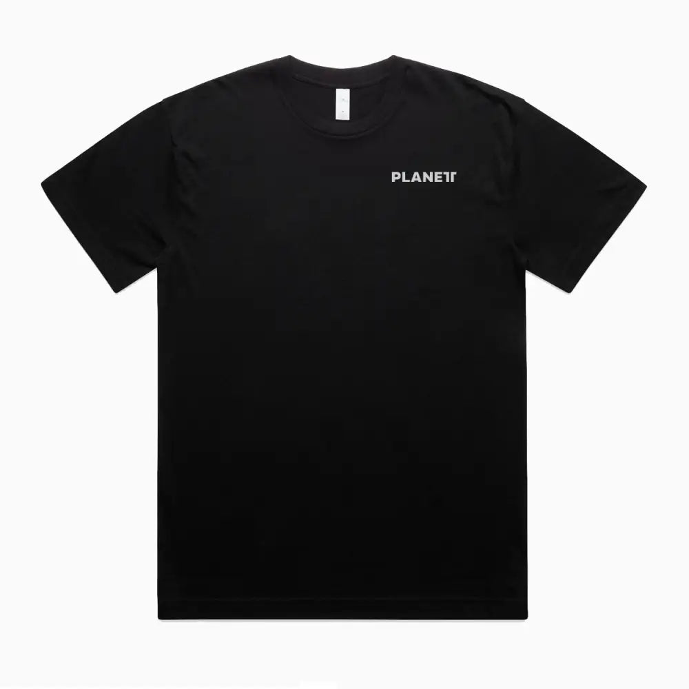 Black t-shirt.