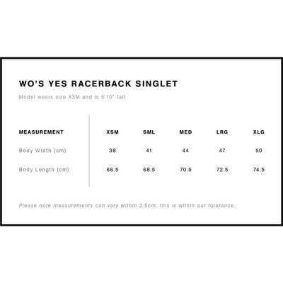 Clothing size chart.
