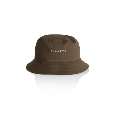 Olive green bucket hat.