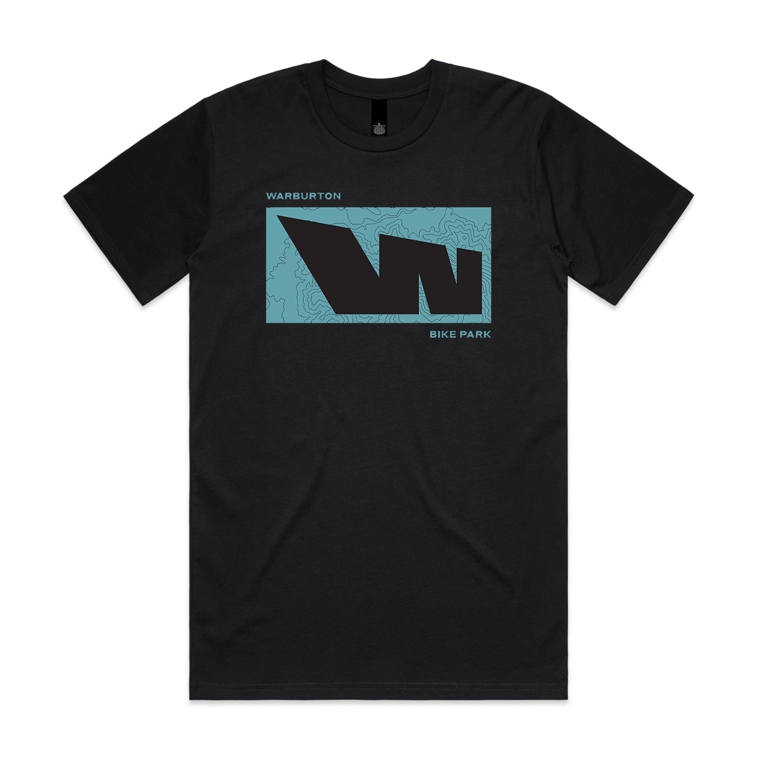 Black t-shirt with graphic design.