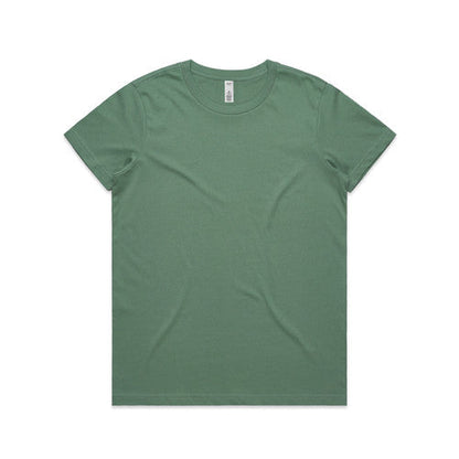 Olive green t-shirt with short sleeves and a crew neck.