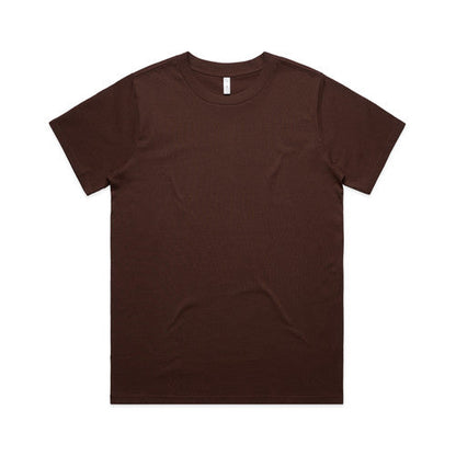 Brown v-neck t-shirt with short sleeves and a simple design.