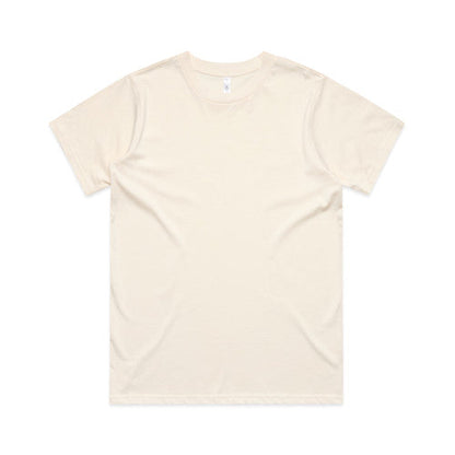 Cream-colored crew neck t-shirt with short sleeves and a simple design.