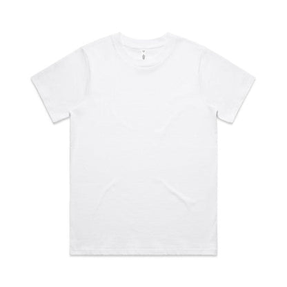 White cotton t-shirt with short sleeves and a crew neck.