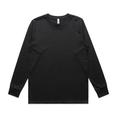 Black long-sleeved t-shirt with ribbed cuffs and hem, made of cotton.