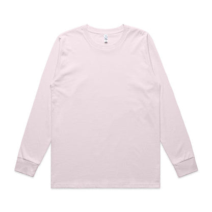 Lavender long-sleeved t-shirt with ribbed cuffs and hem, made of soft cotton.