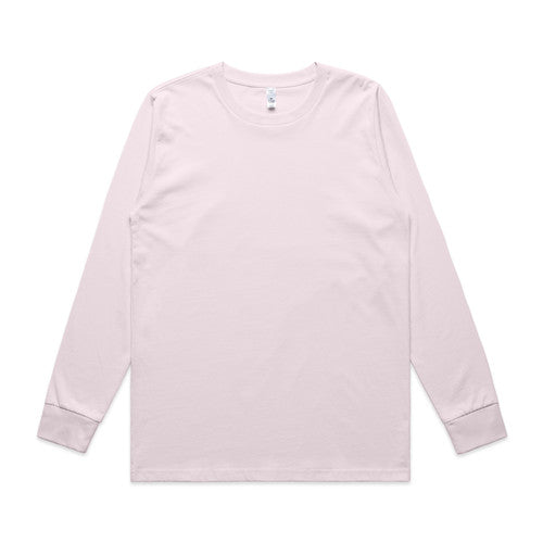 Lavender long-sleeved t-shirt with ribbed cuffs and hem, made of soft cotton.