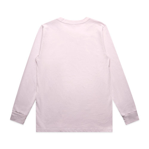 Lavender long-sleeve t-shirt with ribbed cuffs and hem, made of soft cotton.