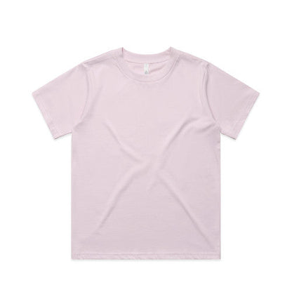 Lavender short-sleeved t-shirt with crew neck and ribbed cuffs, made of cotton.