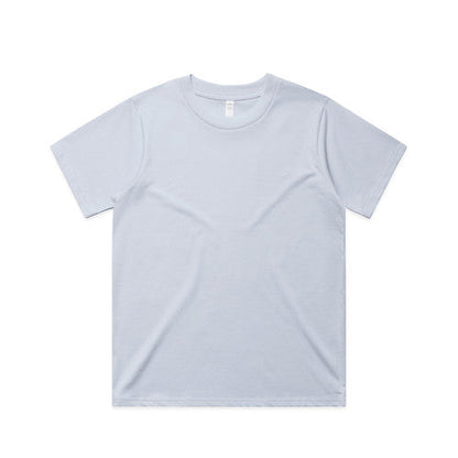 White crew neck t-shirt with short sleeves and a classic design.