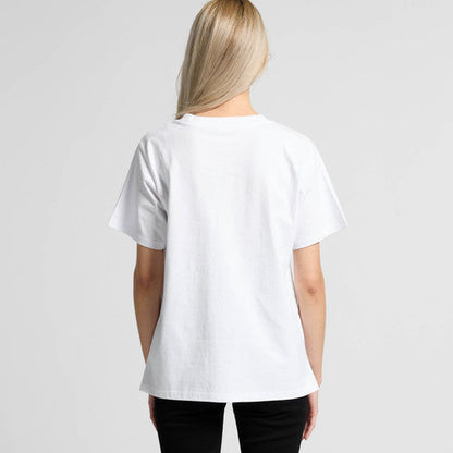 White oversized t-shirt with a relaxed fit and short sleeves.
