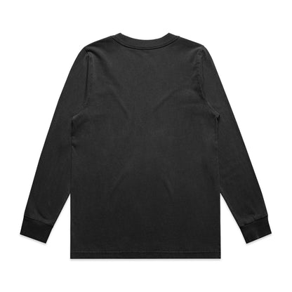Black long-sleeved t-shirt with ribbed cuffs and hem, likely made of cotton or polyester blend.