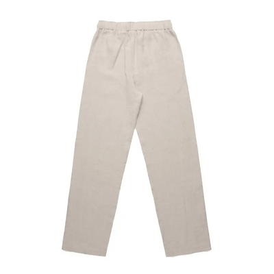 Beige elastic waist pants.