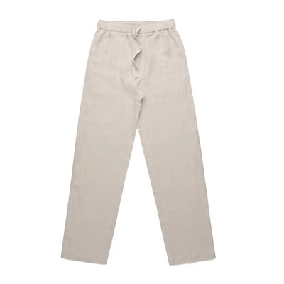 Beige drawstring pants.