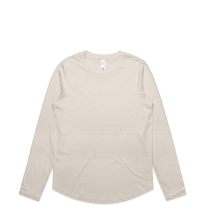 Beige long-sleeved shirt with a minimalist design and hidden placket.