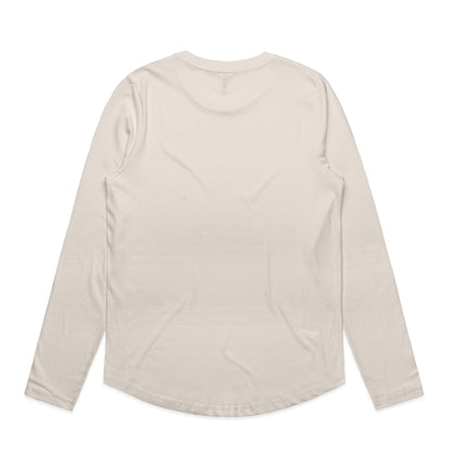Beige long-sleeved shirt with a relaxed fit and ribbed cuffs.