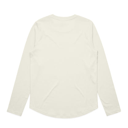 Cream-colored long-sleeved shirt with a relaxed fit and ribbed cuffs.