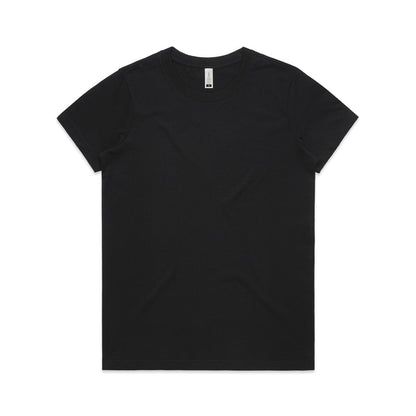Black v-neck t-shirt with short sleeves and a simple design.