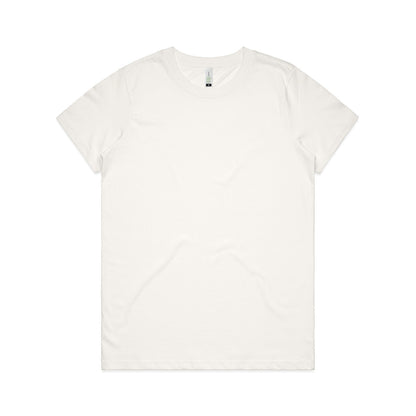 White t-shirt with short sleeves and crew neck.