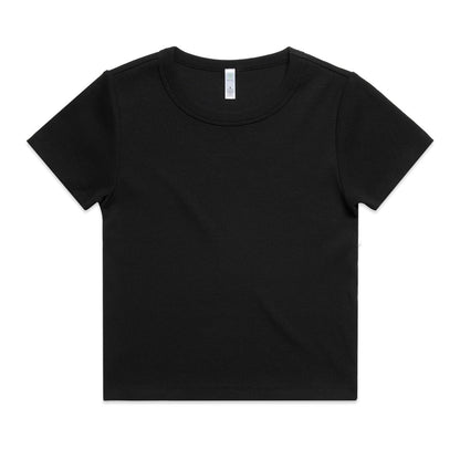 Black scoop neck t-shirt with short sleeves and a relaxed fit.